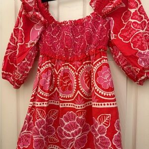 FARM Rio Vibrant Red and Pink Floral Mini Dress